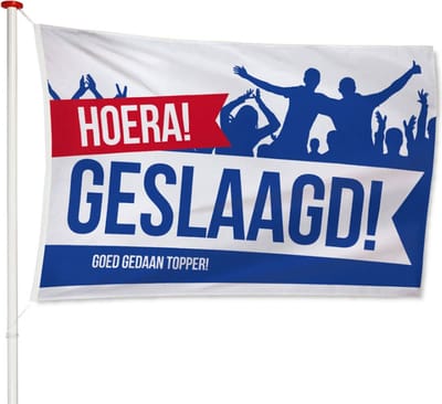 Geslaagd Vlag 200x300cm - Kwaliteitsvlag - Geschikt voor buiten - Geslaagd - Feestvlag