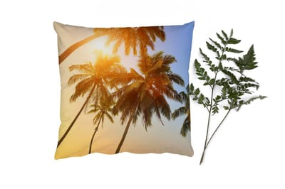 Sierkussens - Kussentjes Woonkamer - 40x40 cm - Palmboom - Zon - Zomer - Tropical