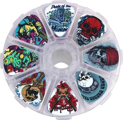 50 Stuks Plectrums – Skull Dark Art – Diktes .46mm, .71mm, 1.0mm – Plectrum voor alle soorten Gitaren