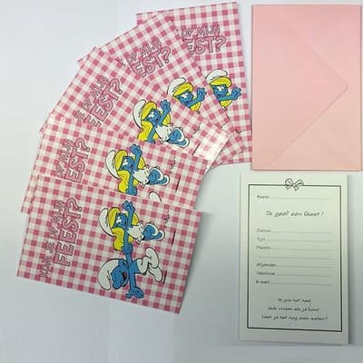 Smurfen Uitnodigingen met envelop 6 stuks