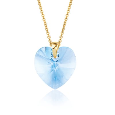 Montebello Ketting Fleur HG54 - Swarovski Hart - 925 Zilver Verguld - Ø14mm - 45cm
