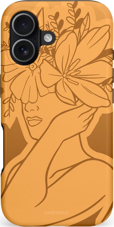 Casetastic hoesje geschikt voor Apple iPhone 17 - MagSafe - Dubbellaagse bescherming - Botanische Elegantie - Fashion Case - Goud Bruin Terracotta