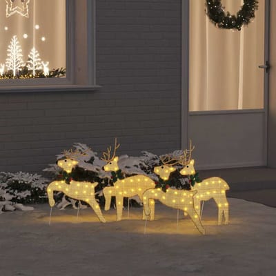 vidaXL LED Rendieren 4 st Goud 45 x 19 x 65 cm Stof