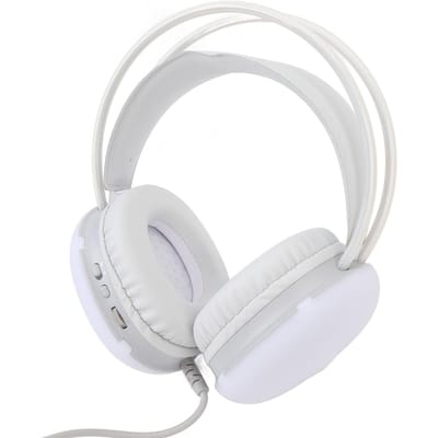 Gaming Headset RGB Regenboogverlichting Bedraad Verstelbare Hoofdband Over-Ear Koptelefoon met Microfoon voor PC wit
