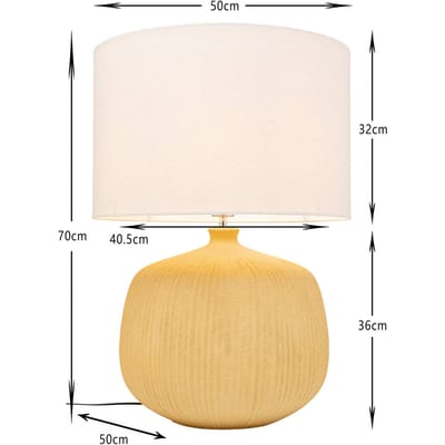 KARE tafellamp Luma, geel, katoen/steengoed, 70 cm, E27