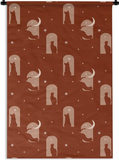 Wandkleed - Wanddoek - Sterren - Kat - Design - 120x180 cm - Wandtapijt