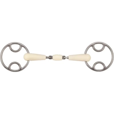 2-rings paardenbit met dubbele gesp + roller Soyo Happy mouth