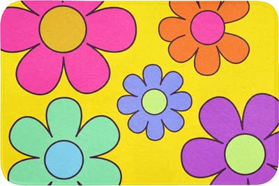 Badmat 90x60 cm - Antislip - Bloemen - Illustratie - Kleurrijk - Badmatten voor badkamer - Badkamermat - Douchemat - Badkamer mat