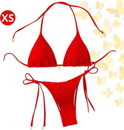 Livano Bikini Dames - Meisjes Bikini - Badpak - Push Up - Vrouwen Badkleding - Zwemmen - Sexy Set - Top & Broekje - Rood - Maat XS