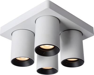 Lucide NIGEL - Plafondspot (Plafondlamp) - LED Dim to warm - GU10 - 4x5W 2200K/3000K - Wit