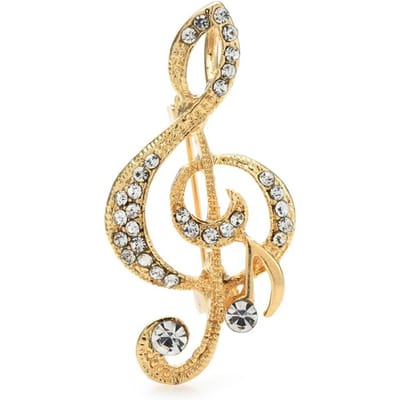 Wuli&baby Klassieke Muzieknoot Broches Voor Vrouwen Unisex 3-kleur Strass Muziekliefhebber Feest Kantoor Broche Speld Cadeaus beige