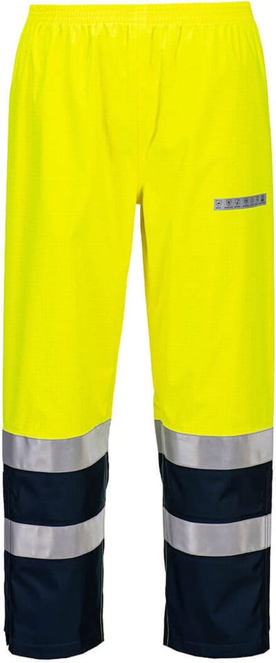 Portwest Bizflame Regen+ Hi-Vis Vlamboog Broek FR410 - Geel/Marine - L