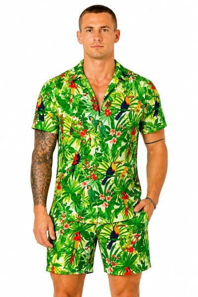 Zomersetje Hawaii - Blouse en Broek - Groen - Kort