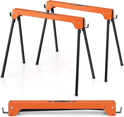 COSTWAY Set van 2 steigerbokken, klapbok, tot 600 kg, werkbokken inklapbaar, opvouwbare bok met handgreep, steunbok, zaaghulp, werkbok, metaal, onderstelbok, zaagblokken, zaagpaard
