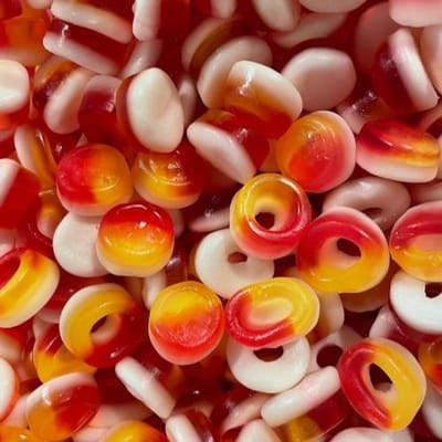 7-Stick Jelly gummy-perzikringen snoep 1kg - HALAL - met rundergelatine