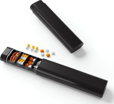 Pillendoos voor 7 dagen, lichtgewicht en robuust, vochtbestendig, eenvoudig te openen, ideaal voor medicijnen en vitaminen, zwart, weekorganizer voor thuis en onderweg