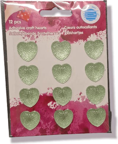 3D stickers hart groen, hobby plakkers , kindercrea