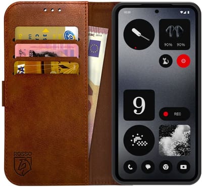 Rosso Element Geschikt voor Nothing CMF Phone 2 Pro | Wallet Book Case | Portemonnee Hoesje | 3 Pasjes | Magneetsluiting | Stand Functie | Bruin
