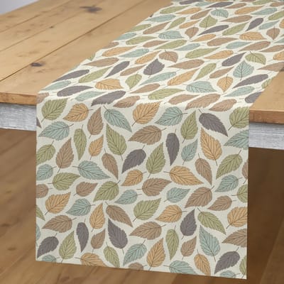 ABAKUHAUS Bladeren-tafelloper – Herfst-pastelkleuren, bladmotief – 40×225 cm, ivoor