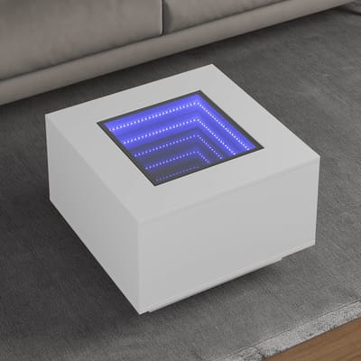 vidaXL - Salontafel - met - LED - 60x60x40 - cm - bewerkt - hout - wit