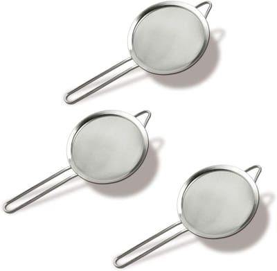 Zeef Set 3 delig | Keukenzeef | Bolzeef | mini Zeefjes | Set Premium Fijne | Set van 3 Maat | 6Cm, 7Cm en 8Cm