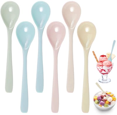 Dailygoods- Lepels 6-delig set - Melamine eierlepels - Vaatwasbestendig - Slijtvast - Schokbestendig - Voor desserts/snacks