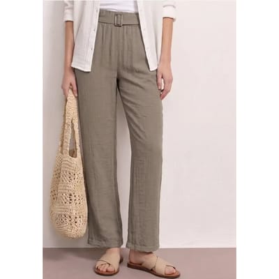 Wide Legs broek met riem in casual pasvorm