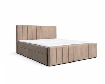 Boxspringbed 01 BIS – Stijlvol & Comfortabel – Met Bonellvering, Topmatras en Opbergruimte – 140x200 Cappuccino (Manila 21)