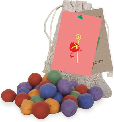 Sinterklaas cadeau met 15 Kleurrijke Zaadbommen in Jute Zakje - Zaadbom.com