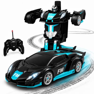 Boncy® Bestuurbare RC Auto - Transformerende Lambo Blauw - Jongens Meisje Volwassenen - Robot Speelgoed Binnen & Buiten - Afstandbestuurbaar Race Drift Car - Afstandsbestuurbaar Raceauto Accu Stuntauto - Bestuurbaar Elektrisch Autos Afstandsbediening
