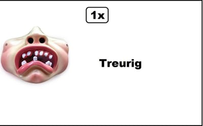 Halfmasker Treurig bolle wangen met tandjes - Carnaval thema feest optocht fun party festival
