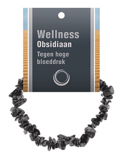 Obsidiaan sneeuwvlok splitarmband + kaart