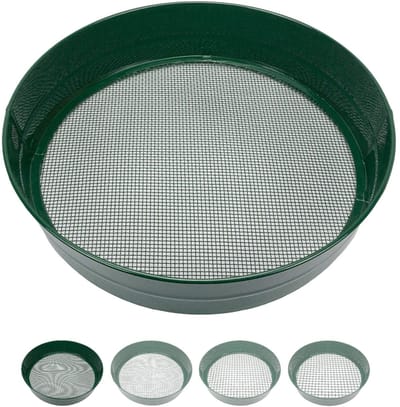 Dailygoods- Tuinzeef 33 cm Ø - Stevige Zeef - Roestbescherming - Stapelbaar - Voor Aarde/Compost/Zaden - Lichtgewicht 510 gram - Grondzeef