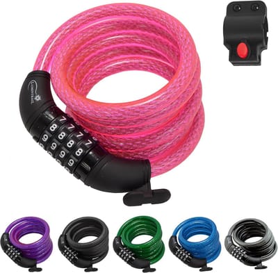 Combinatie Fietsslot Kabel 1,8 m - Heavy Duty Anti-diefstal Fietskabelslot met Montagebeugel