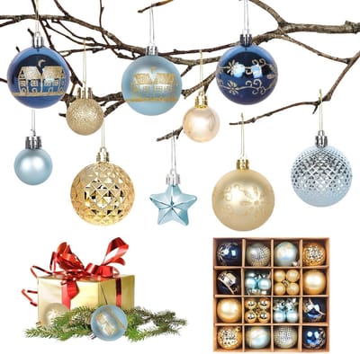 Kerstballen Set van 44 Stuks voor Boomdecoratie, Feestversiering en Cadeau-Inpakken