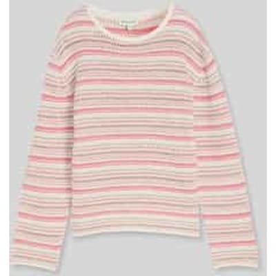 Tom Tailor - Loose fit gebreide trui met streepjesmotief - Maat XXL - pink beige stripe