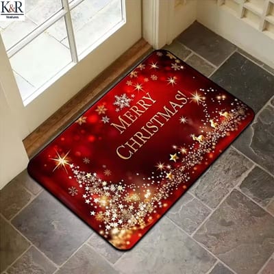 K&R Ventures® Merry Christmas Deurmat – Linnen Kerstmat 60x40 cm – Antislip Vloermat voor Binnen & Buiten – Kerstdecoratie & Welkomstmat