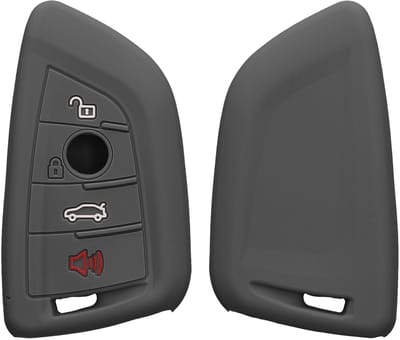 kwmobile autosleutel hoesje geschikt voor BMW 3-knops Smart Key autosleutel hoes - TPU autosleutel behuizing - Beschermende auto sleutel case - Sleuteletui in donkergrijs