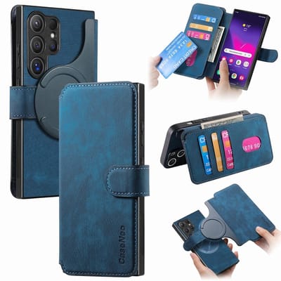 CaseNeo Hoesje - Geschikt voor Samsung Galaxy S25 Ultra Hoesje - CaseNeo 2-in-1 Book Case & Back Cover - Blauw