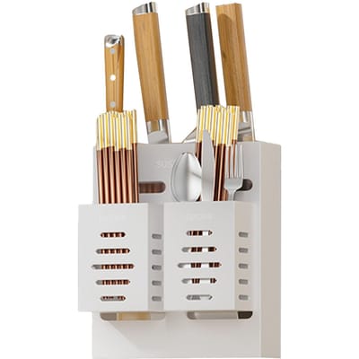 Gereedschapshouder RVS Wandmontage Eetstokjes Afdruiprek Opbergplank voor Thuiskeuken Zwart Bright Light beige