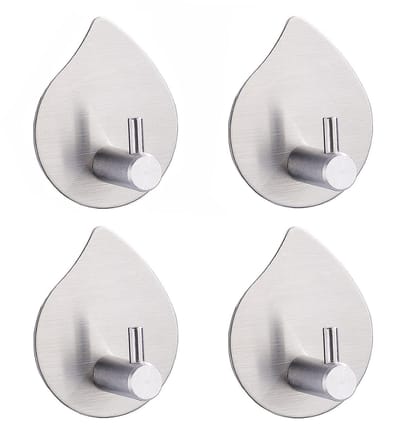 Dailygoods- Zelfklevende Haken Heavy Duty - Roestvrij Stalen Haken - Wandhaken voor Jas/Handdoek - 4-Packs - Waterdicht - Sterke Zelfklevende Achterkant