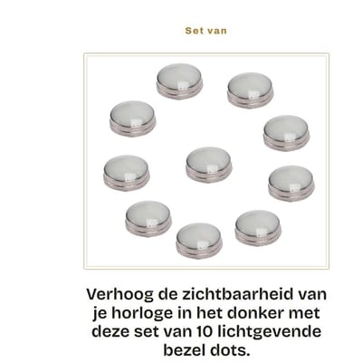 Dailygoods- Bezel Dot 10 Stuks - Lichtgevende Horloge Onderdelen - Nachtzicht - Eenvoudig te Installeren - 2 mm/0,08 inch - Legering