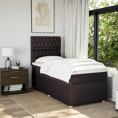 vidaXL Boxspring met matras stof donkerbruin 90x200 cm