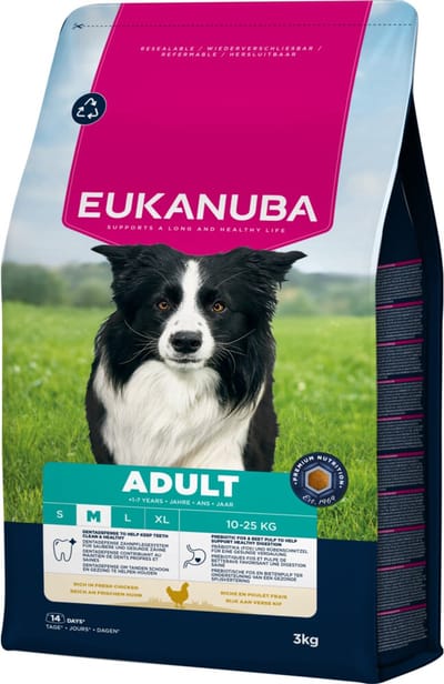 Eukanuba Hondenvoer Droog Life Care Dog Adult Medium Kip - 3 x 3 kg - Voordeelverpakking