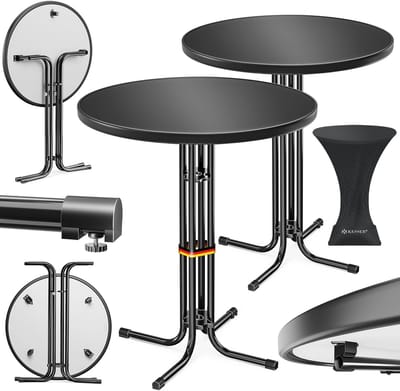 KESSER® Bartafel - klapbare Statafel rond Bistrotafel - Weerbestendige klapbare tuintafel - feesttafel - Hittebestendig - Stabiel en veilig - Ø 80 cm Set van 2, Zwart