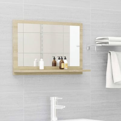 vidaXL - Badkamerspiegel - 60x10,5x37 - cm - bewerkt - hout - sonoma - eikenkleurig