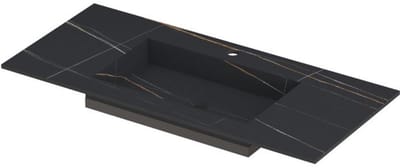 INK Post Wastafel Keramische Slab Envelop Bak Midden met 1 Kraangat - 1000x450x10 mm - Lauren Black Mat