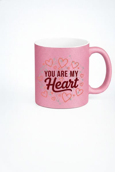Roze Mok 'You Are My Heart' | Romantisch Valentijnscadeau met Hartenprint