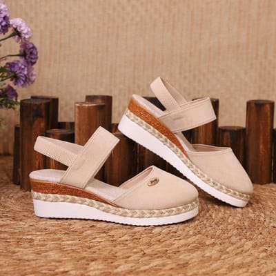 Dames Sandalen met Gesloten Teen en Sleehak Dames Zomer Gespsluiting Gladiator Schoenen 42 beige