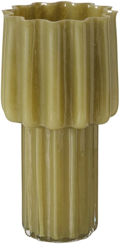 Boltze - Designvaas - Handgemaakt - Vaas - Olijf groen - Glas - 17.7 x 34.5cm